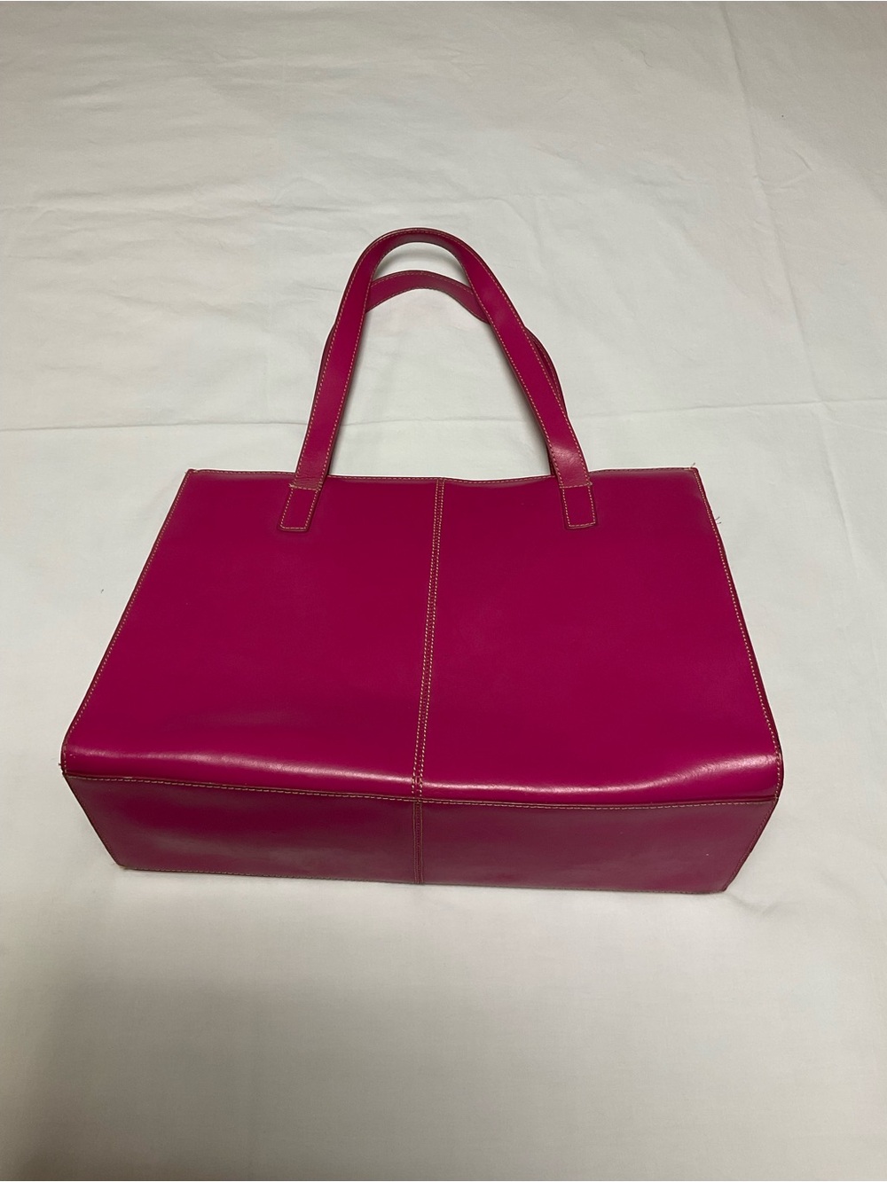 Wilsons Leather Fuchsia Pink Structured Tote Bag Business Laptop Work/Tote